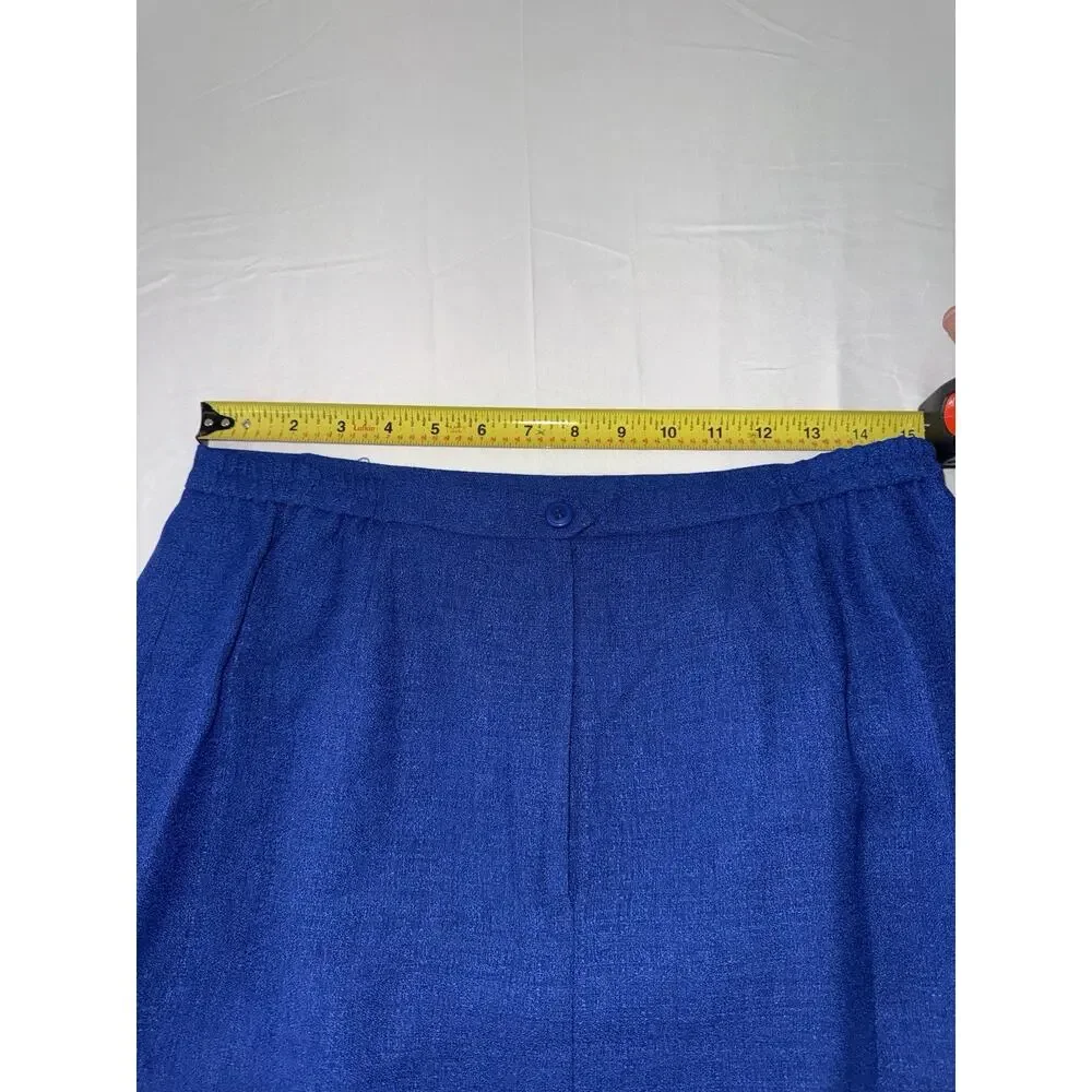 Le Suit Women’s Medium Blue 2 Piece Skirt Suit Short Sleeve Blazer Career